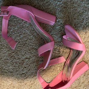 Pink chunky heels